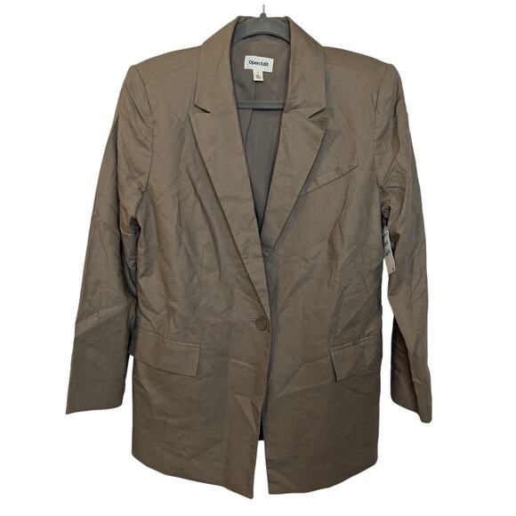 OPEN EDIT Women's Size Small Brown Academia Unstructured Linen Blend Blazer $79 - Picture 2 of 9